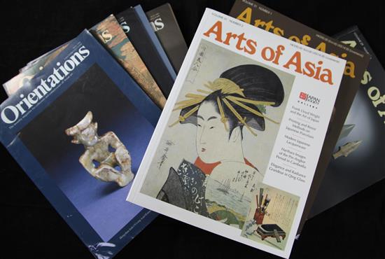 A large collection of Orientations and Arts of Asia magazines from the early 1980s to the early 2000s